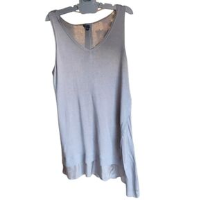 NEW Eileen Fisher Dress Size Large Gray Taupe Linen Silk Asymmetrical Timeless
